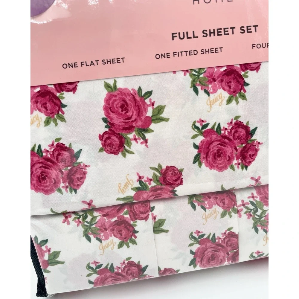 JUICY COUTURE Floral‎ Coquette FULL Sheet Set NWT